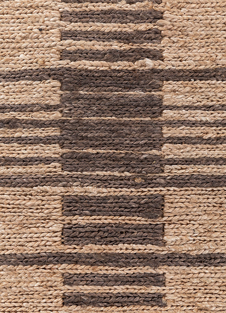 nomadic threads beige and brown jute and hemp hand knotted Rug - CloseUp