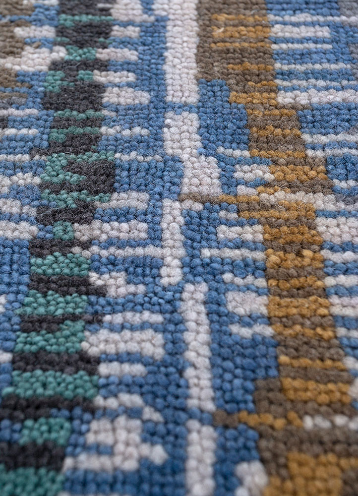 blythe blue jute and hemp hand knotted Rug - CloseUp