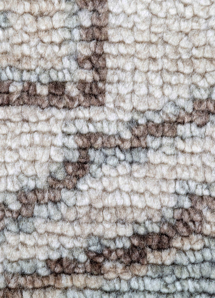 thyme beige and brown wool hand knotted Rug - CloseUp