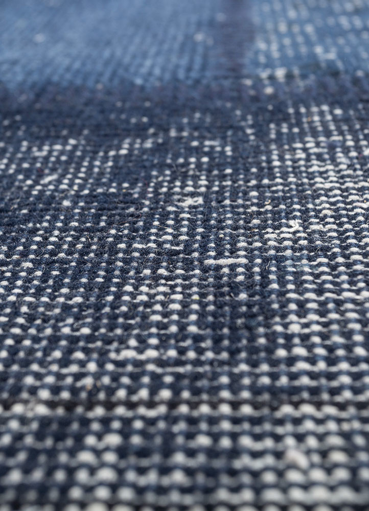 provenance blue wool hand knotted Rug - CloseUp provenance blue wool hand knotted Rug - CloseUp