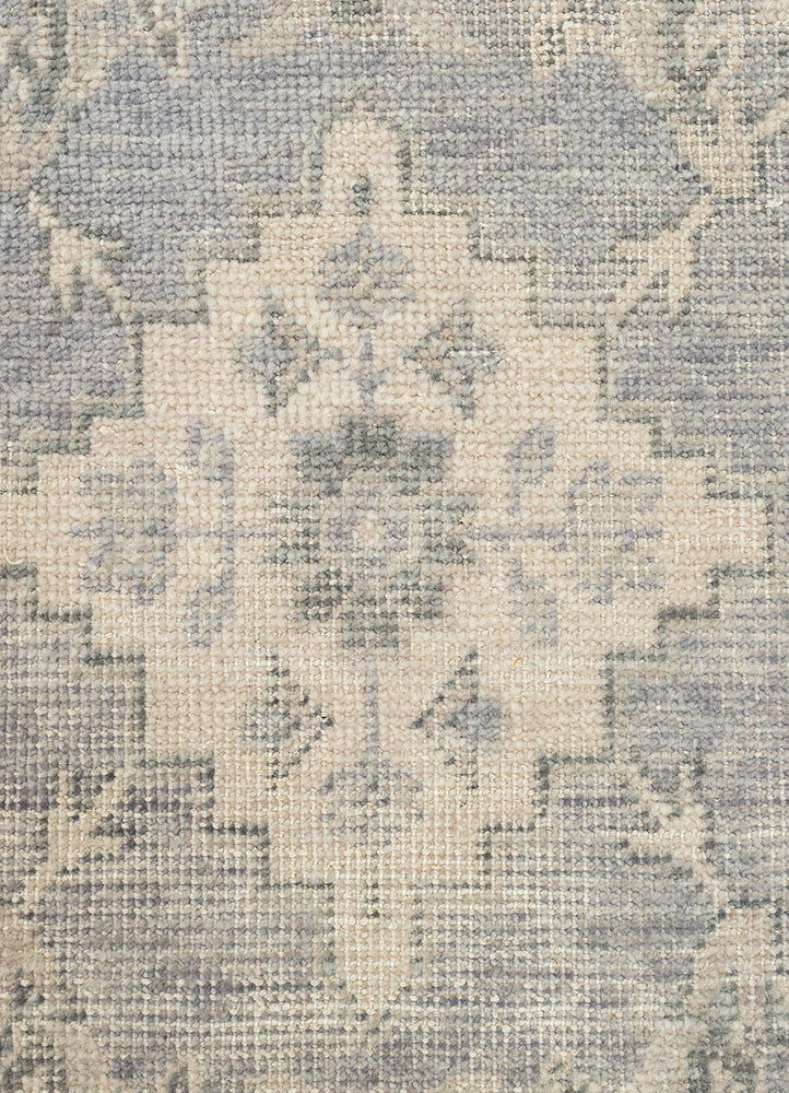 erbe blue wool hand knotted Rug - CloseUp erbe blue wool hand knotted Rug - CloseUp