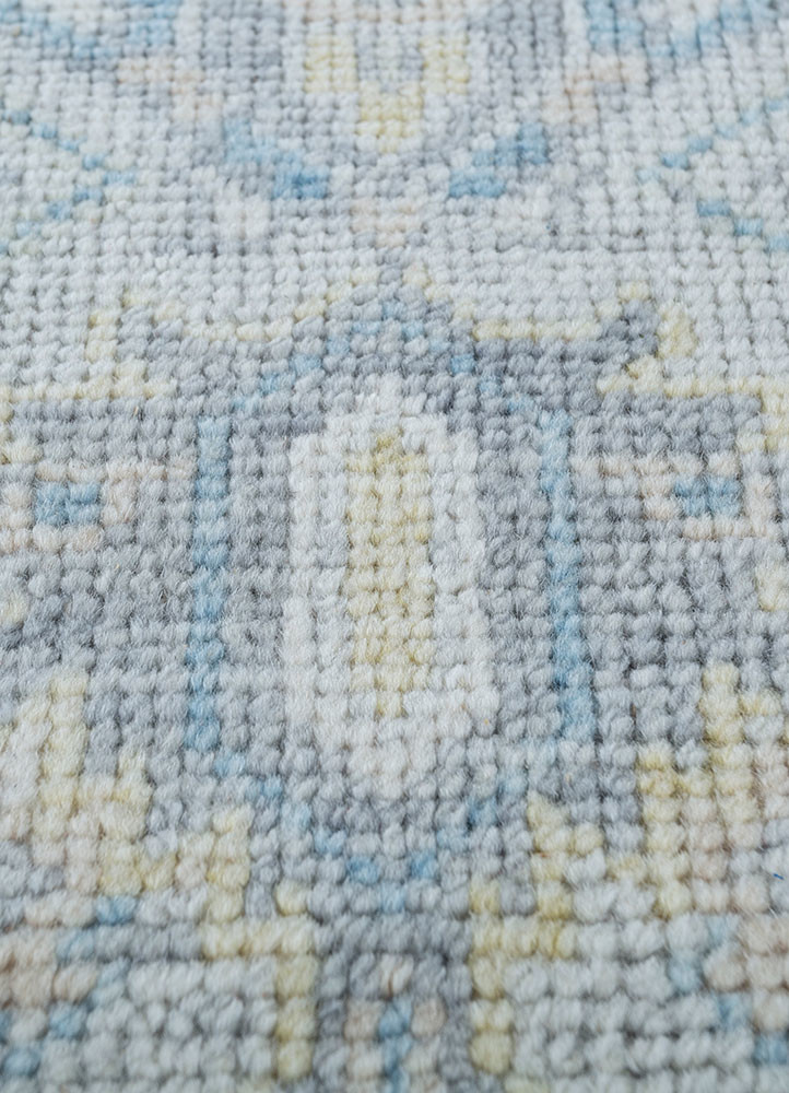 erbe blue wool hand knotted Rug - CloseUp erbe blue wool hand knotted Rug - CloseUp