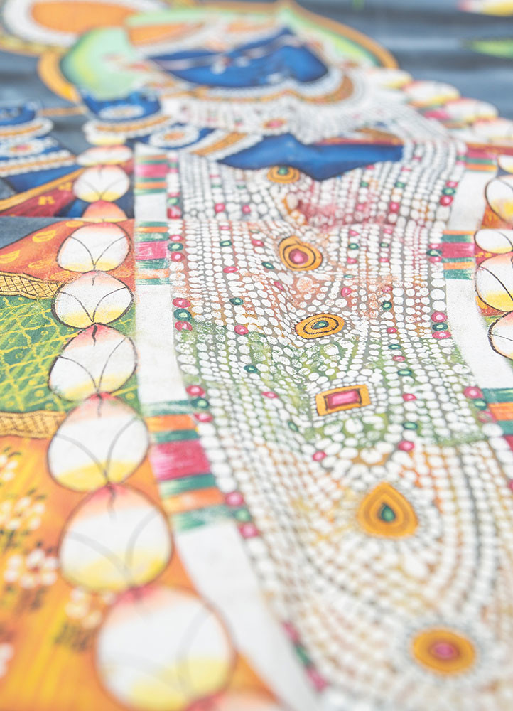 pichwai blue cotton cloth art work WALL ART & TAPESTRY - CloseUp pichwai blue cotton cloth art work WALL ART & TAPESTRY - CloseUp