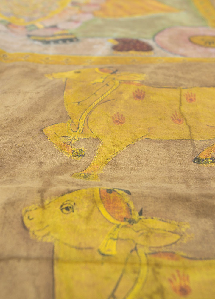 pichwai gold cotton cloth art work WALL ART & TAPESTRY - CloseUp