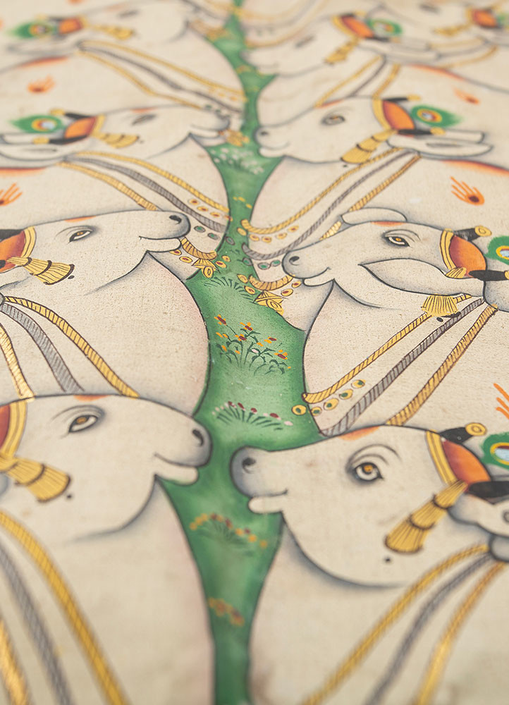 pichwai ivory cotton cloth art work WALL ART & TAPESTRY - CloseUp pichwai ivory cotton cloth art work WALL ART & TAPESTRY - CloseUp