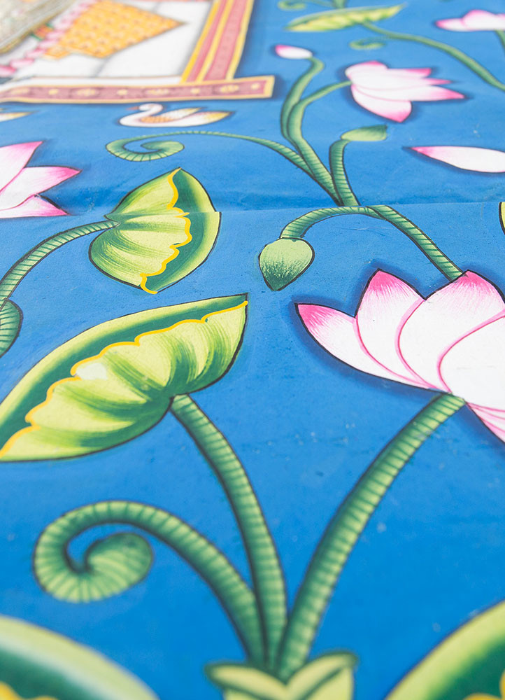 pichwai blue cotton cloth art work WALL ART & TAPESTRY - CloseUp pichwai blue cotton cloth art work WALL ART & TAPESTRY - CloseUp