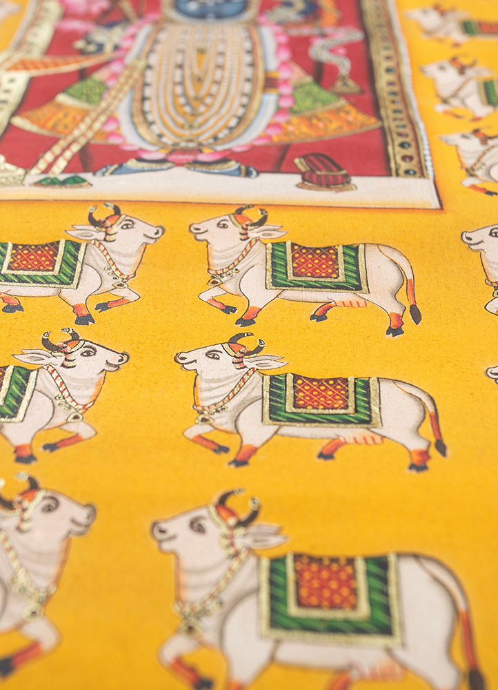 pichwai art red and orange cotton cloth art work WALL ART & TAPESTRY - CloseUp