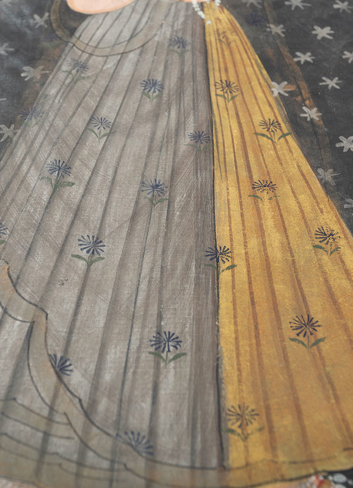 pichwai art grey and black cotton cloth art work WALL ART & TAPESTRY - CloseUp pichwai art grey and black cotton cloth art work WALL ART & TAPESTRY - CloseUp