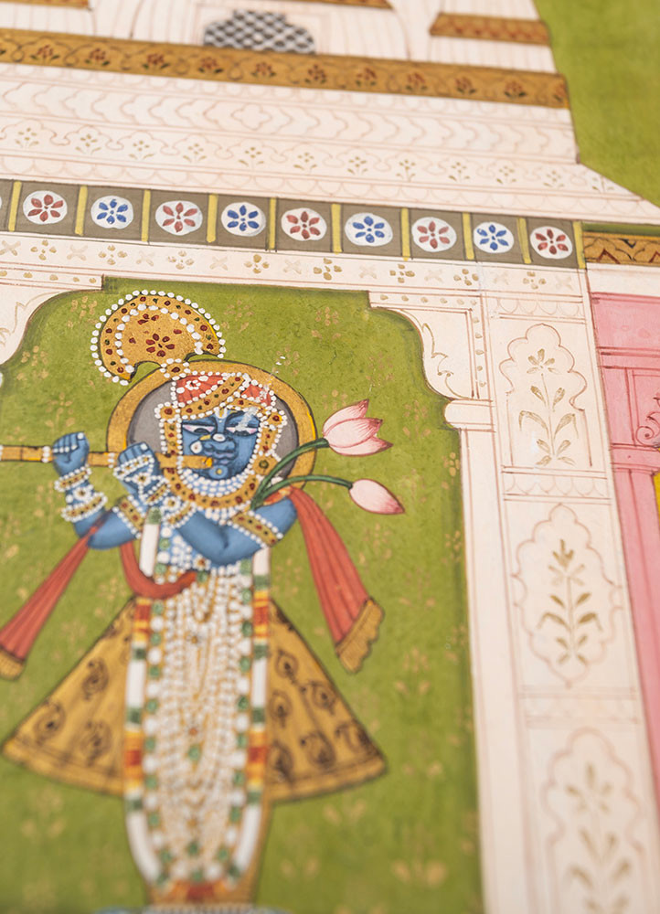 pichwai art red and orange cotton cloth art work WALL ART & TAPESTRY - CloseUp