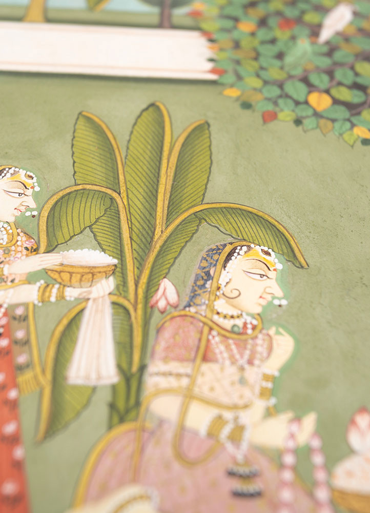 pichwai green cotton cloth art work WALL ART & TAPESTRY - CloseUp pichwai green cotton cloth art work WALL ART & TAPESTRY - CloseUp
