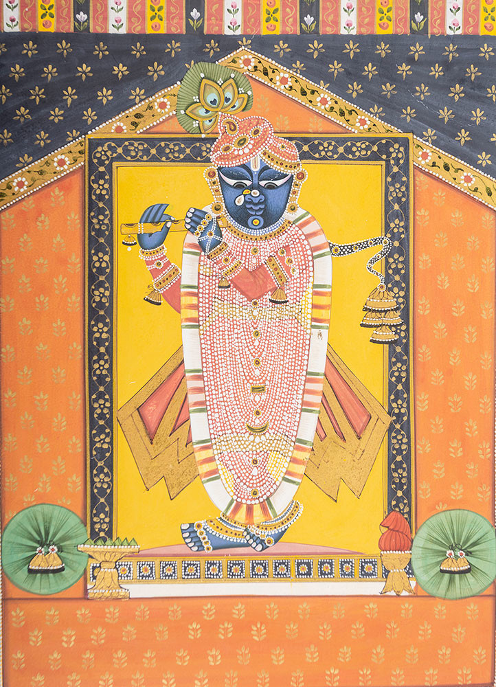 pichwai art red and orange cotton cloth art work WALL ART & TAPESTRY - CloseUp