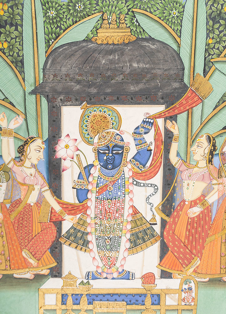 pichwai art green cotton cloth  WALL ART & TAPESTRY - CloseUp