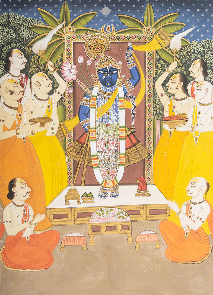 pichwai art red and orange cotton cloth art work WALL ART & TAPESTRY - CloseUp