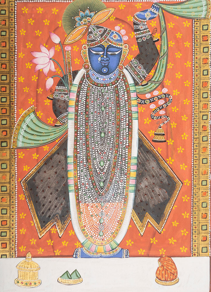 pichwai art red and orange cotton cloth art work WALL ART & TAPESTRY - CloseUp