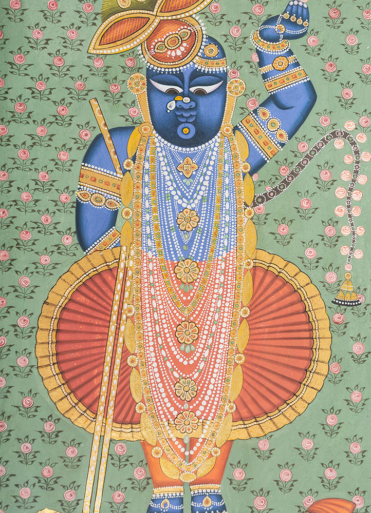 pichwai art green cotton cloth art work WALL ART & TAPESTRY - CloseUp