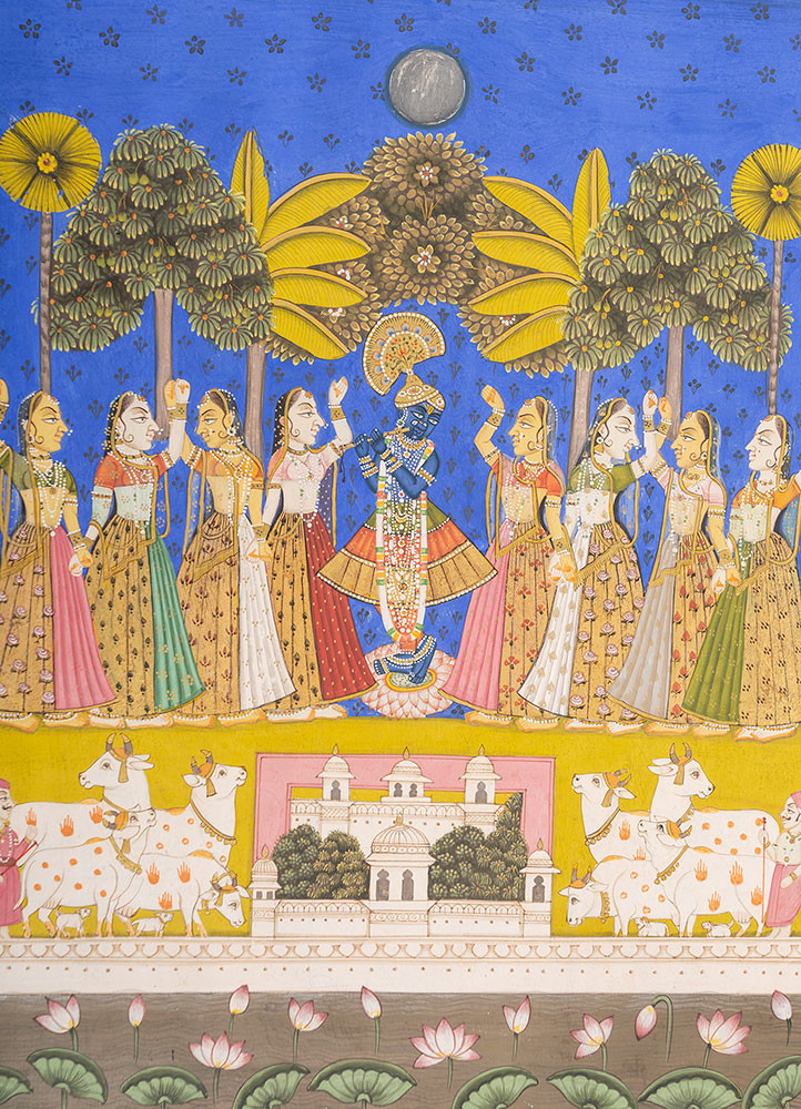 pichwai green cotton cloth art work WALL ART & TAPESTRY - CloseUp