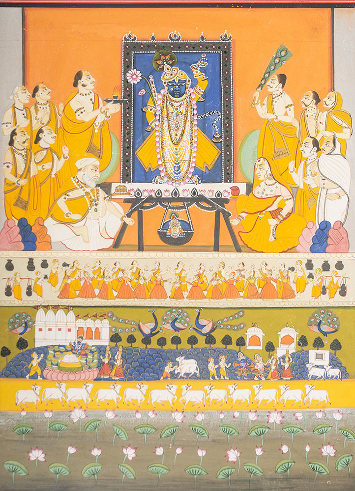 pichwai art red and orange cotton cloth art work WALL ART & TAPESTRY - CloseUp