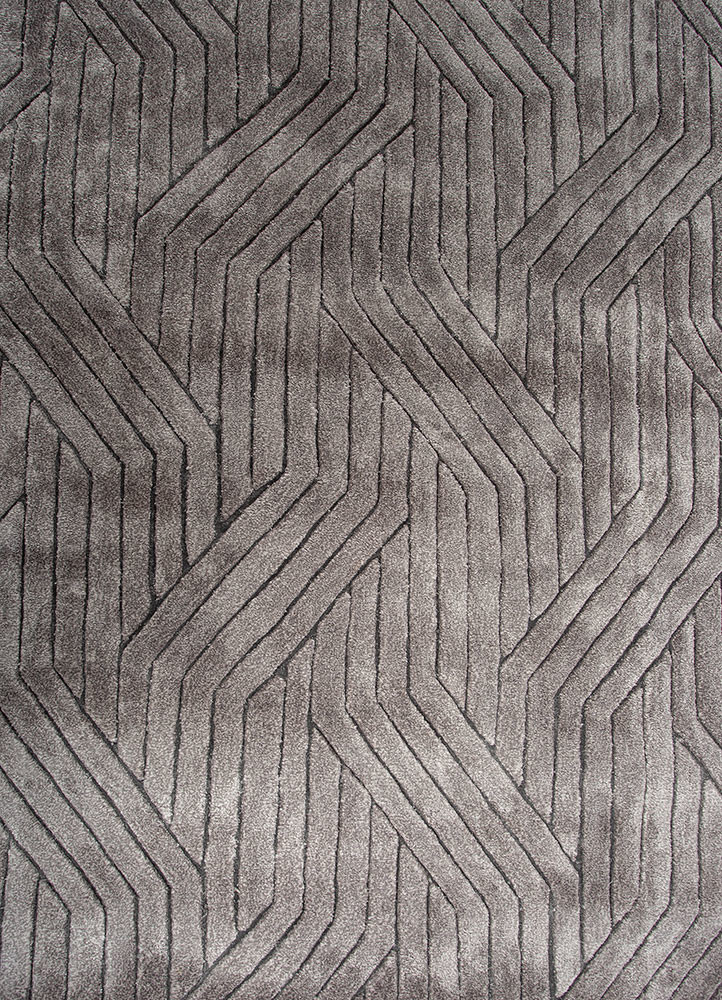 cera beige and brown bamboo silk hand tufted Rug - CloseUp