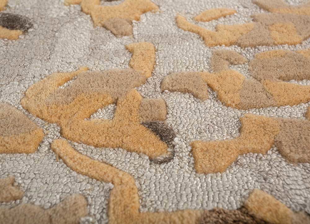 contour beige and brown wool and bamboo silk hand tufted Rug - CloseUp contour beige and brown wool and bamboo silk hand tufted Rug - CloseUp