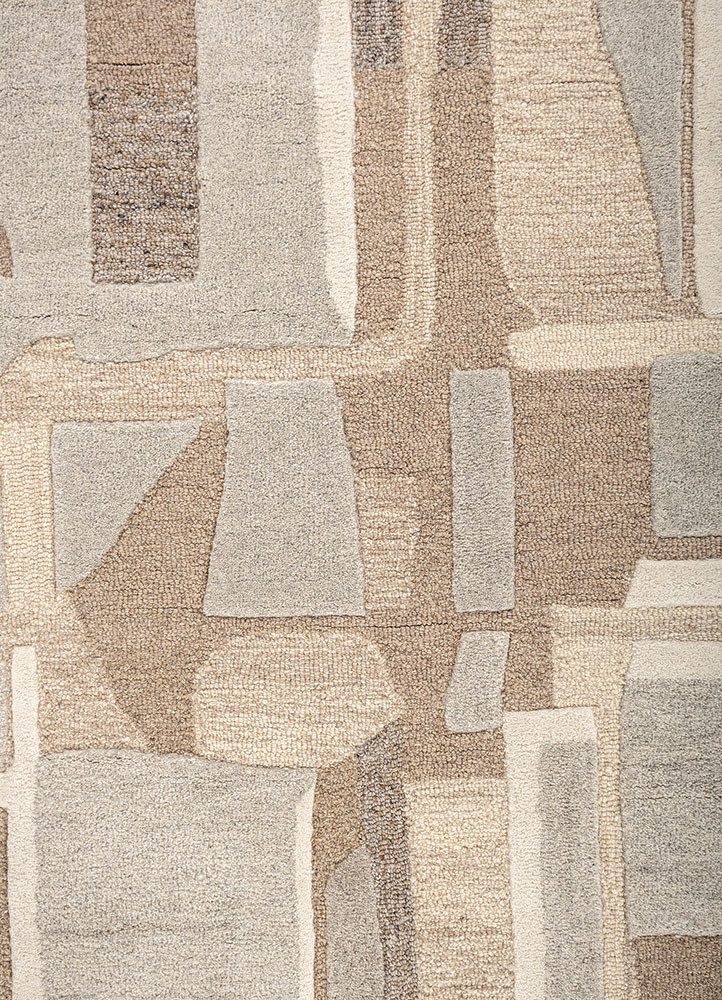 pathways beige and brown wool hand tufted Rug - CloseUp pathways beige and brown wool hand tufted Rug - CloseUp