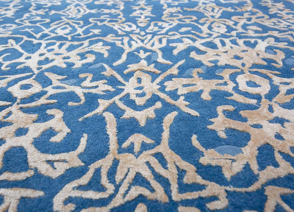 mythos blue wool and viscose hand tufted Rug - CloseUp