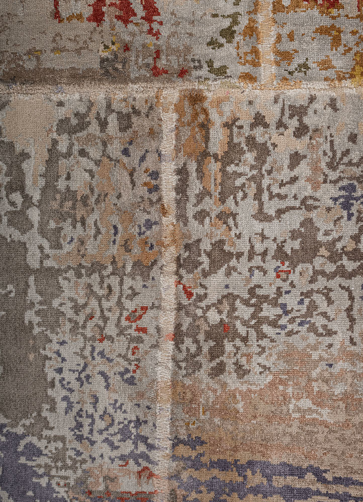 provenance blue wool and bamboo silk hand knotted Rug - CloseUp provenance blue wool and bamboo silk hand knotted Rug - CloseUp