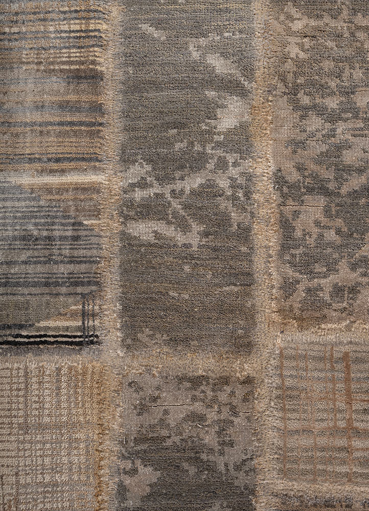 provenance grey and black wool and bamboo silk hand knotted Rug - CloseUp provenance grey and black wool and bamboo silk hand knotted Rug - CloseUp