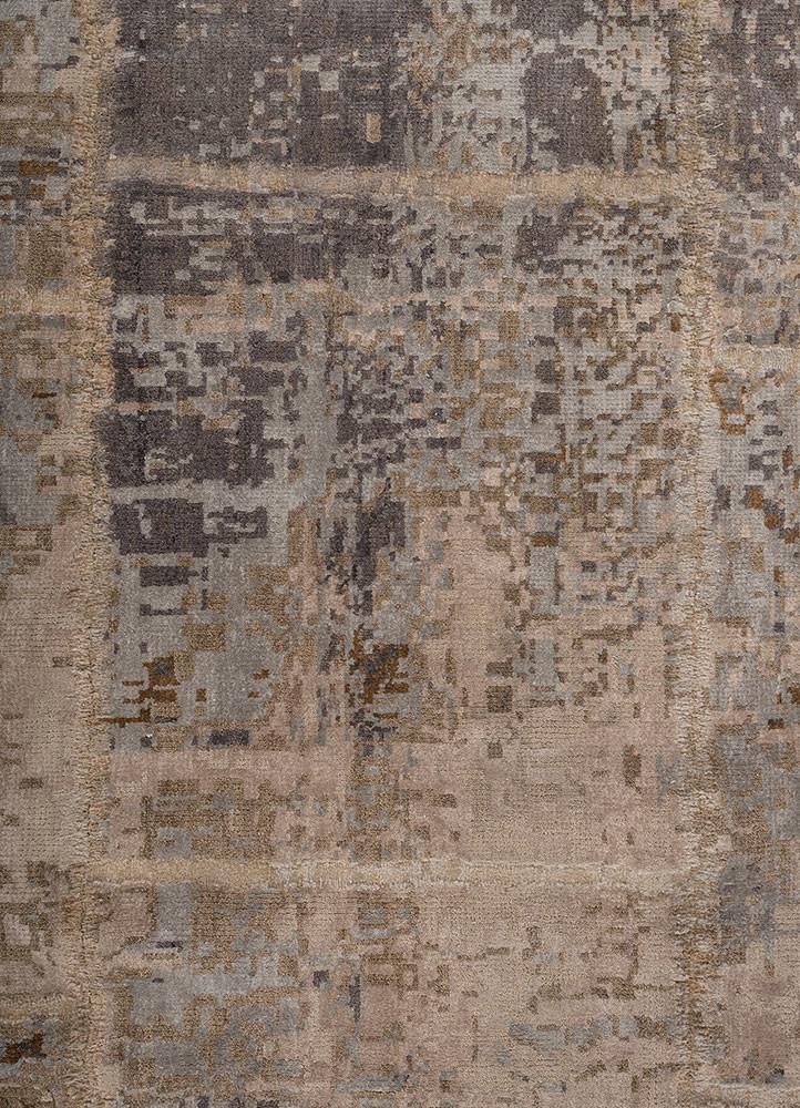 provenance blue wool and bamboo silk hand knotted Rug - CloseUp provenance blue wool and bamboo silk hand knotted Rug - CloseUp