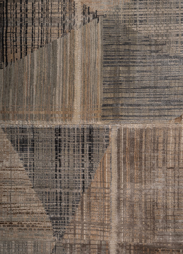 provenance blue wool and bamboo silk hand knotted Rug - CloseUp
