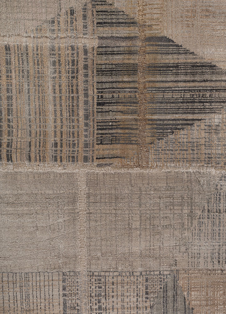 provenance grey and black wool and bamboo silk hand knotted Rug - CloseUp provenance grey and black wool and bamboo silk hand knotted Rug - CloseUp