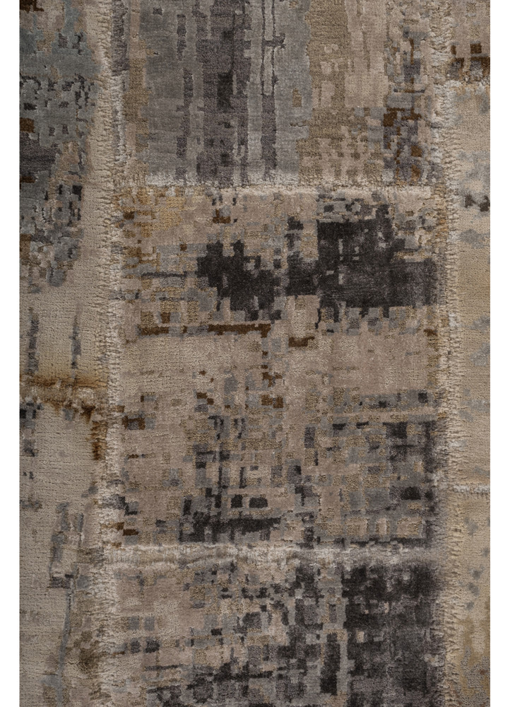aprezo ivory wool and bamboo silk hand knotted Rug - CloseUp