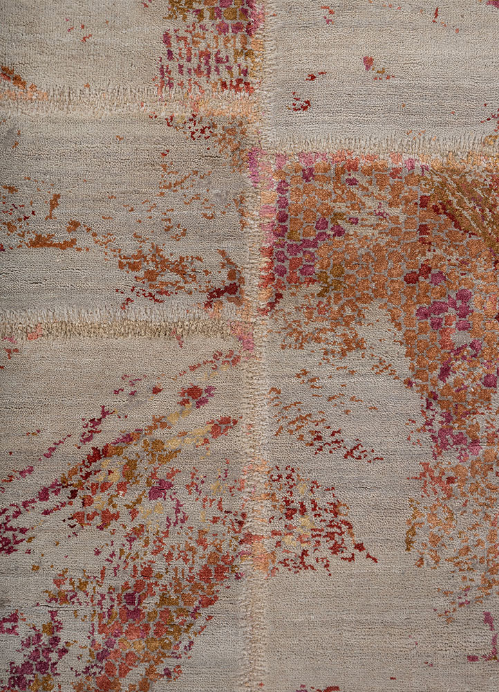 provenance blue wool and bamboo silk hand knotted Rug - CloseUp provenance blue wool and bamboo silk hand knotted Rug - CloseUp