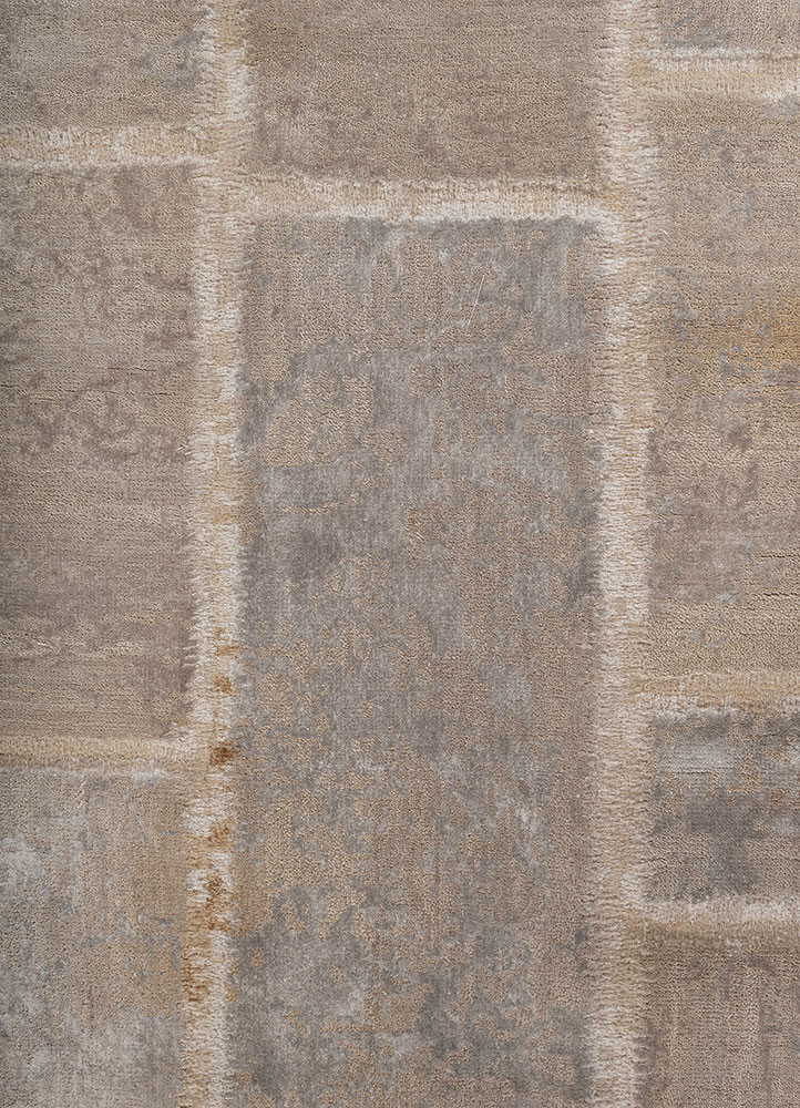 provenance grey and black wool and bamboo silk hand knotted Rug - CloseUp provenance grey and black wool and bamboo silk hand knotted Rug - CloseUp