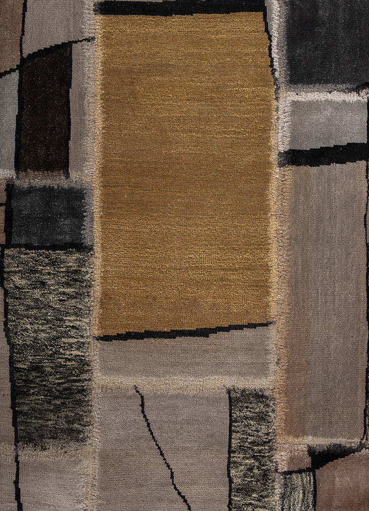 provenance grey and black wool and bamboo silk hand knotted Rug - CloseUp provenance grey and black wool and bamboo silk hand knotted Rug - CloseUp