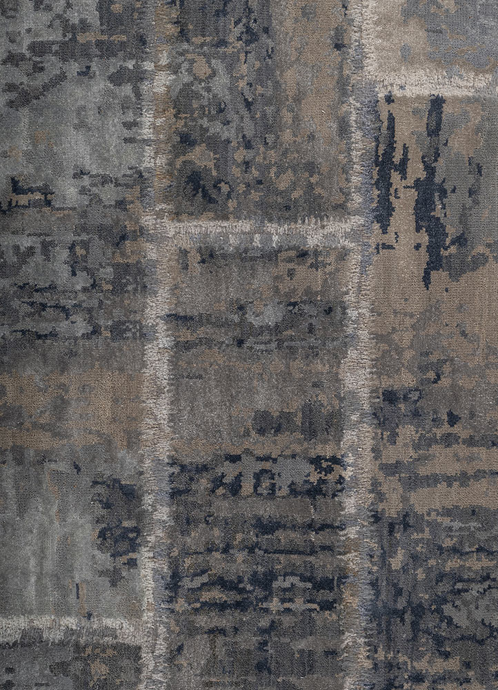 provenance grey and black wool and bamboo silk hand knotted Rug - CloseUp provenance grey and black wool and bamboo silk hand knotted Rug - CloseUp