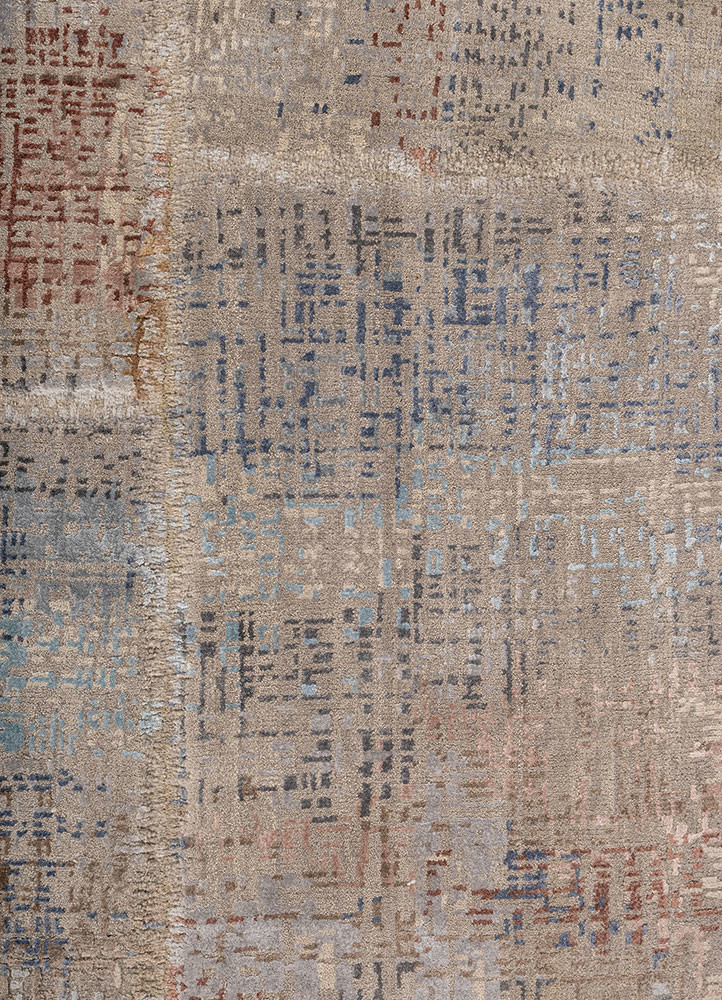 provenance grey and black wool and bamboo silk hand knotted Rug - CloseUp provenance grey and black wool and bamboo silk hand knotted Rug - CloseUp