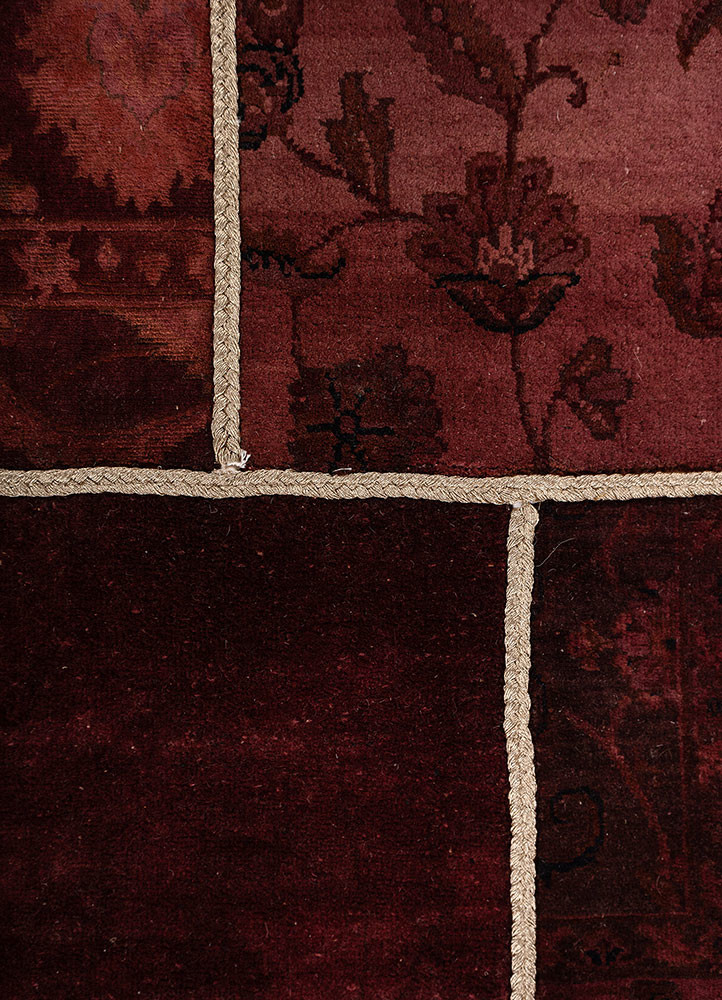 provenance red and orange wool hand knotted Rug - CloseUp provenance red and orange wool hand knotted Rug - CloseUp