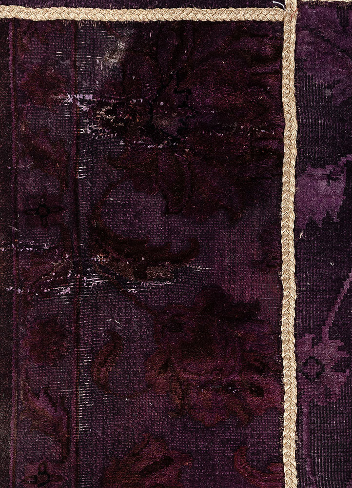 provenance pink and purple wool hand knotted Rug - CloseUp