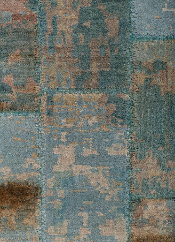 aprezo blue wool hand knotted Rug - CloseUp aprezo blue wool hand knotted Rug - CloseUp