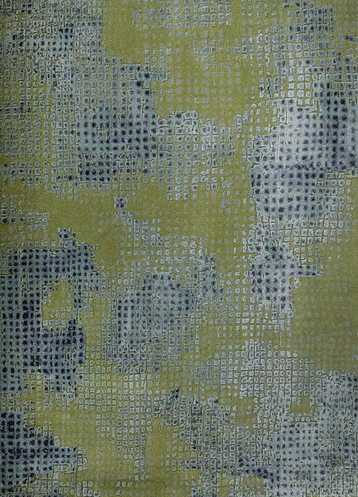 free verse by kavi green wool and silk hand knotted Rug - CloseUp