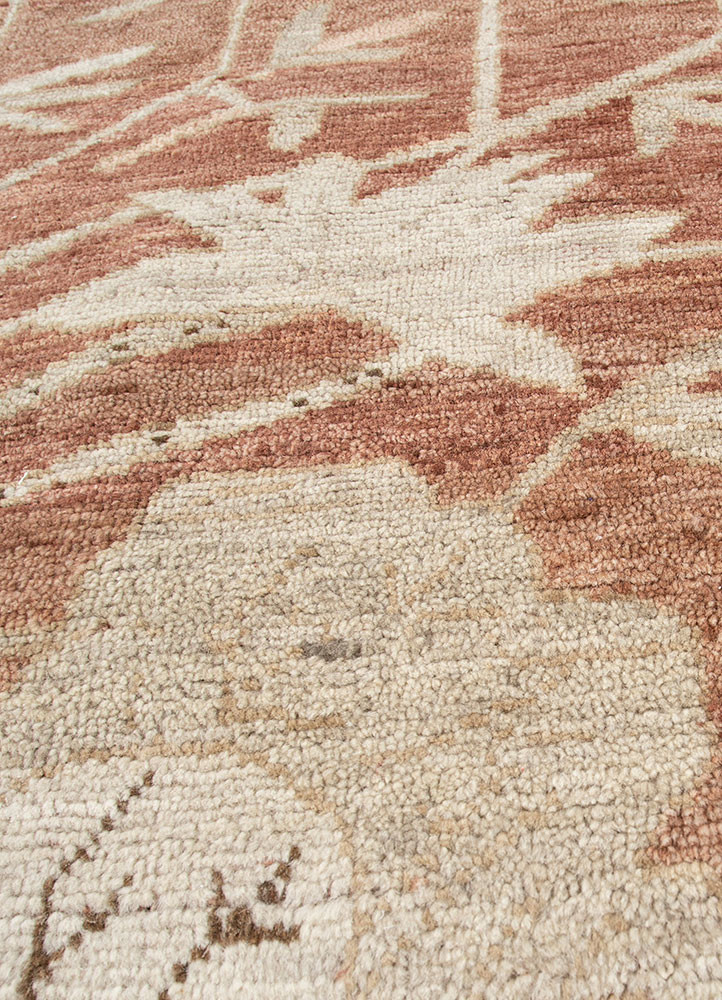 erbe red and orange wool hand knotted Rug - CloseUp