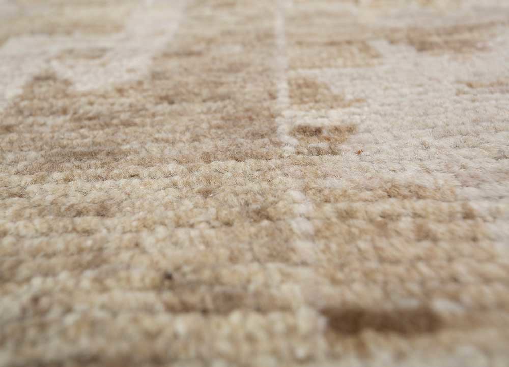 manifest beige and brown afghan wool hand knotted Rug - CloseUp