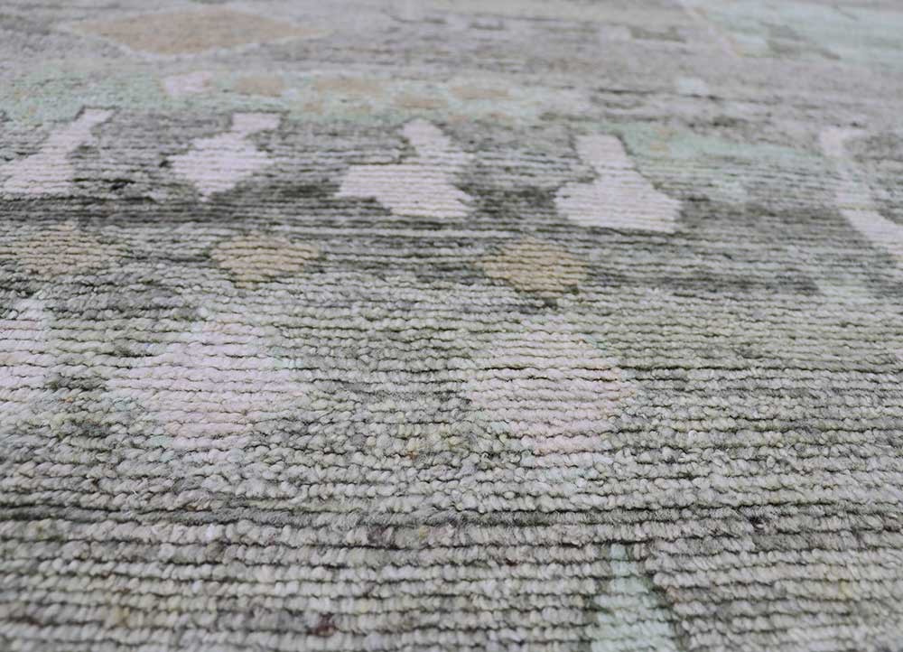 manifest green afghan wool hand knotted Rug - CloseUp