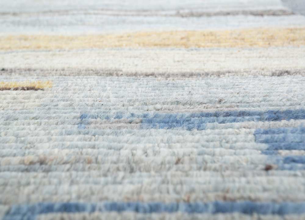 blythe blue afghan wool hand knotted Rug - CloseUp