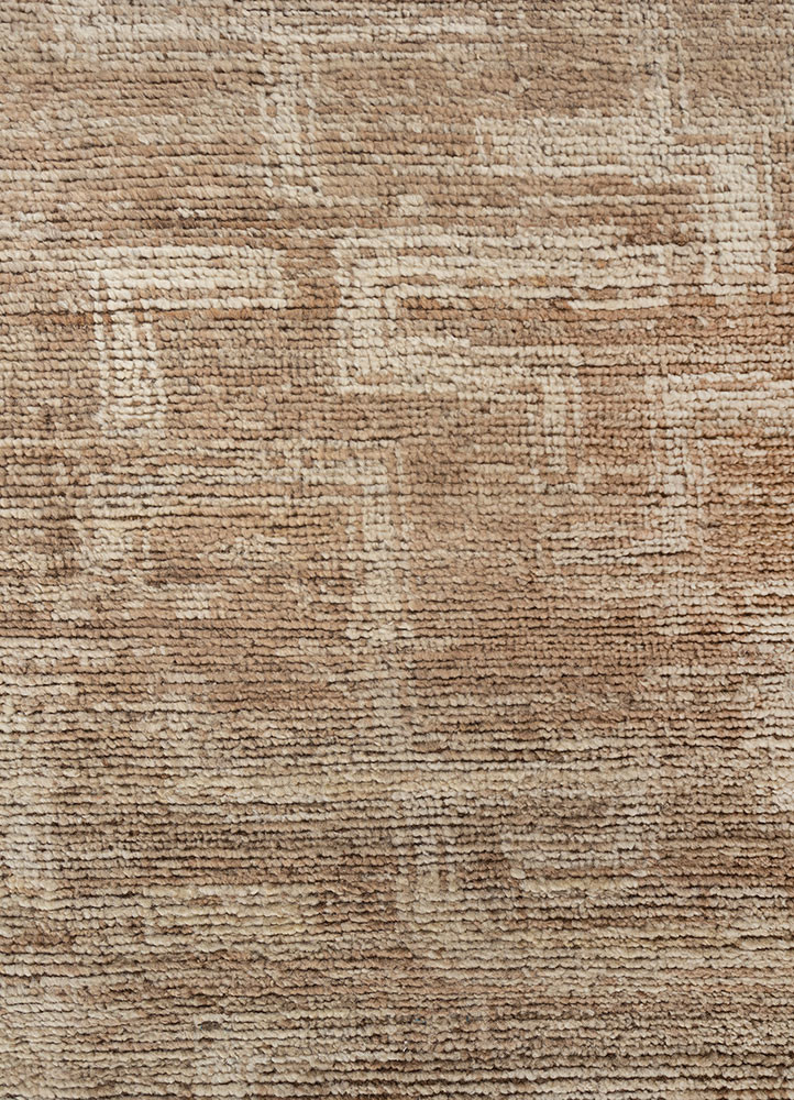 manifest beige and brown wool hand knotted Rug - CloseUp