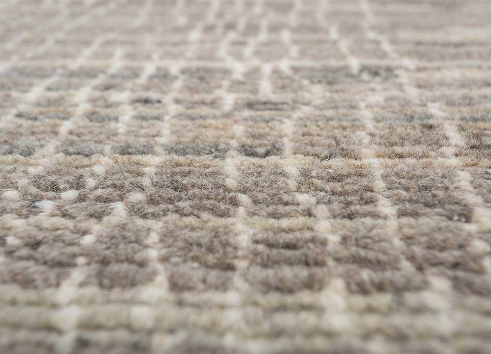 manifest beige and brown afghan wool hand knotted Rug - CloseUp