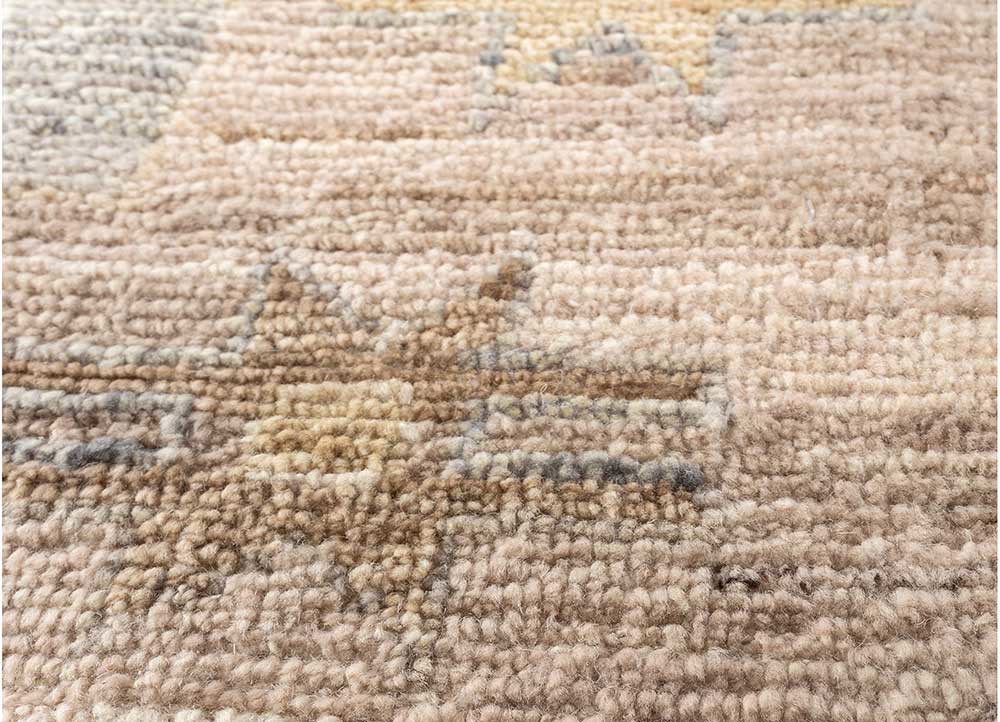thyme beige and brown wool hand knotted Rug - CloseUp