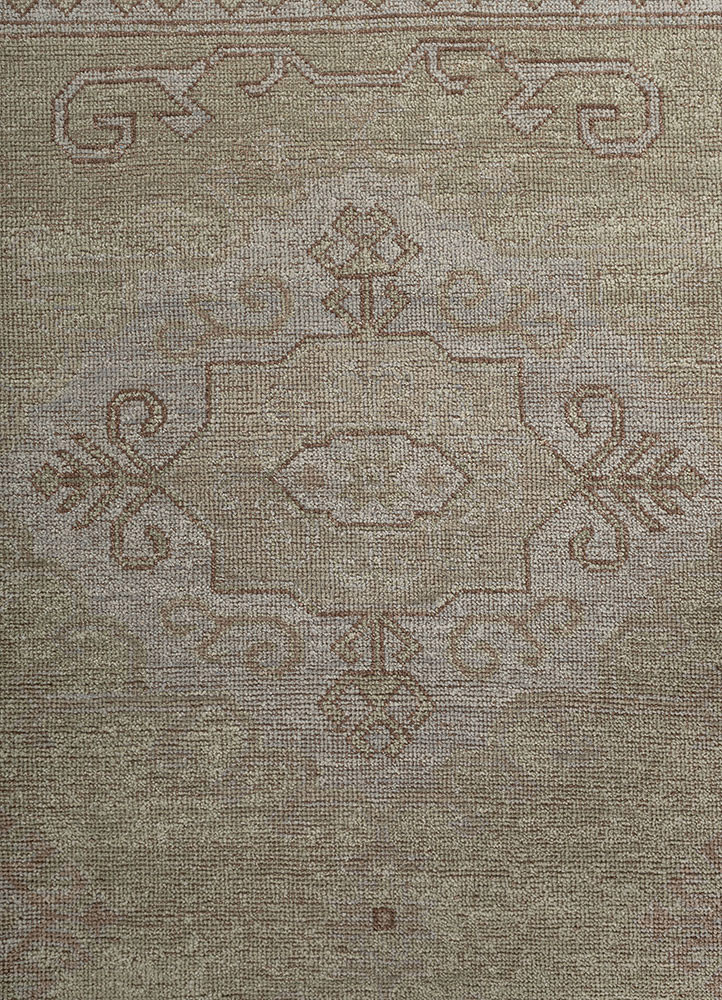 erbe green wool hand knotted Rug - CloseUp erbe green wool hand knotted Rug - CloseUp
