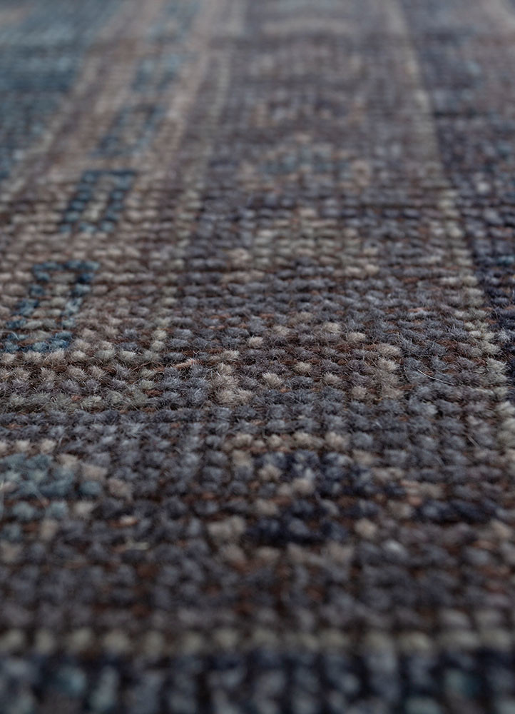 erbe blue wool hand knotted Rug - CloseUp