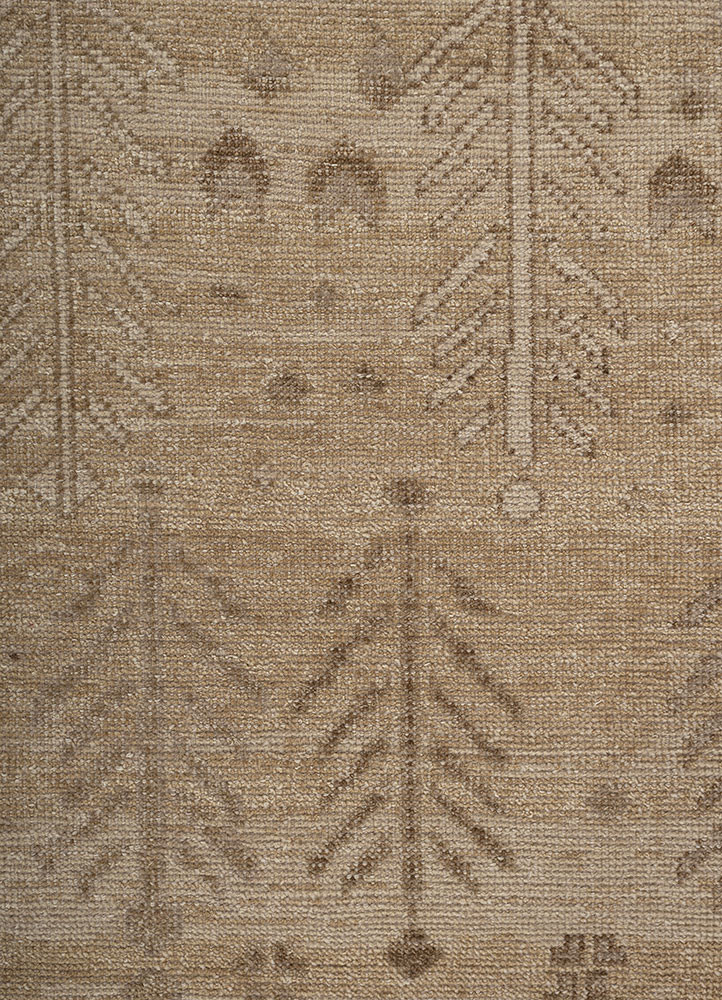 erbe beige and brown wool hand knotted Rug - CloseUp erbe beige and brown wool hand knotted Rug - CloseUp
